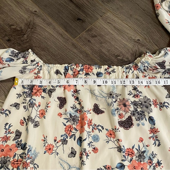 Audrey 3 + 1 dress off shoulder tunic style dress floral butterfly print lined - Picture 6 of 11